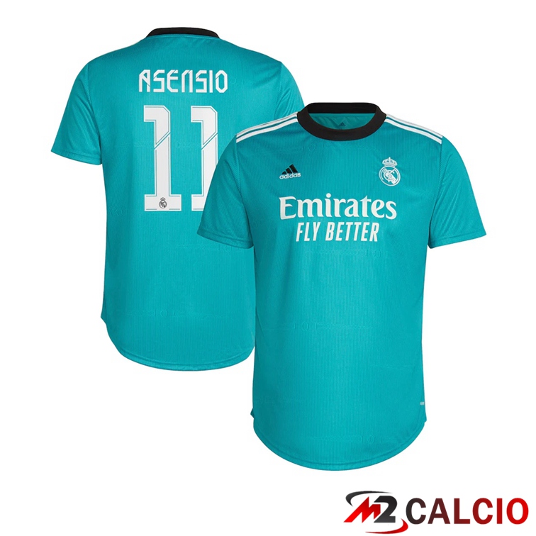 Maglie Calcio Personalizzate,Tute Calcio Squadre,Maglia Nazionale Italiana Calcio | Maglia Real Madrid (ASENSIO 11) Donna Terza Blu Verde 2021/2022