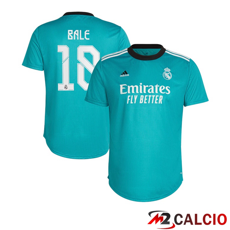 Maglie Calcio Personalizzate,Tute Calcio Squadre,Maglia Nazionale Italiana Calcio | Maglia Real Madrid (GARETH BALE 18) Donna Terza Blu Verde 2021/2022