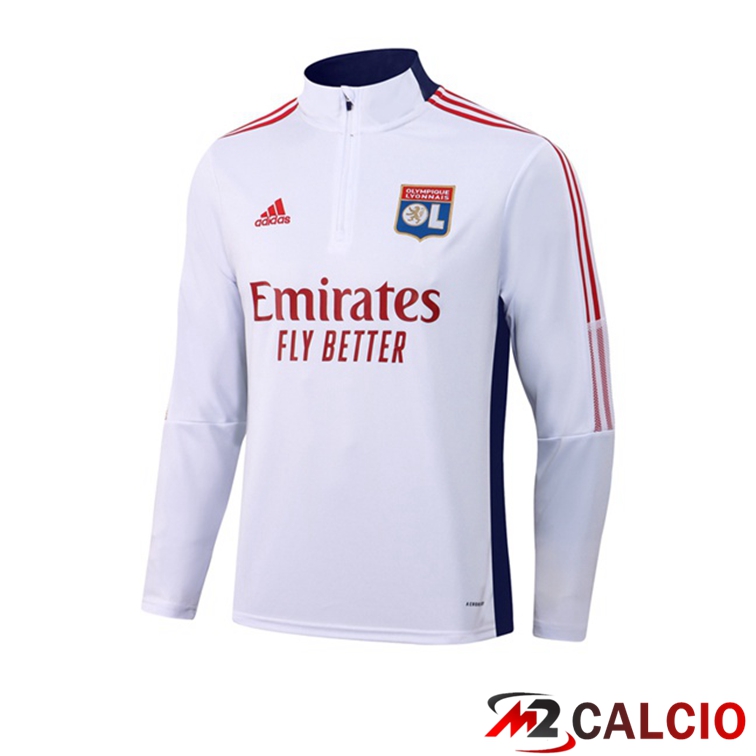 Maglie Calcio Personalizzate,Tute Calcio Squadre,Maglia Nazionale Italiana Calcio | Felpa Allenamento Lyon OL Bianco 2021/2022