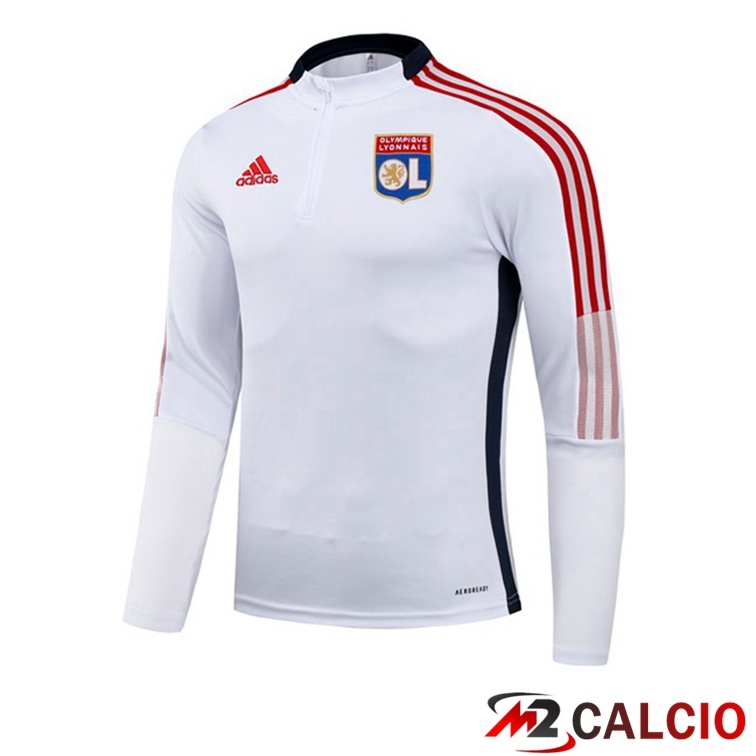 Maglie Calcio Personalizzate,Tute Calcio Squadre,Maglia Nazionale Italiana Calcio | Felpa Allenamento Lyon OL Bianco 2021/2022