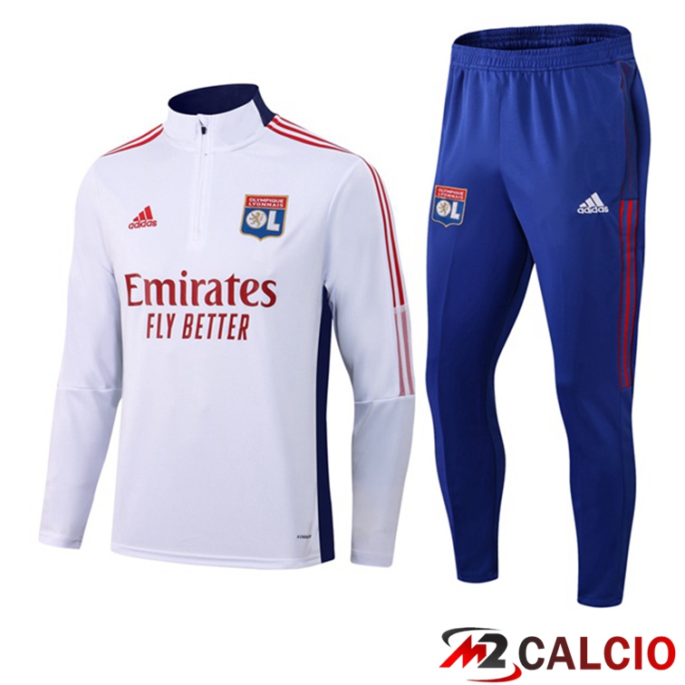 Maglie Calcio Personalizzate,Tute Calcio Squadre,Maglia Nazionale Italiana Calcio | Insieme Tuta Calcio Lyon OL Bianco 2021/2022