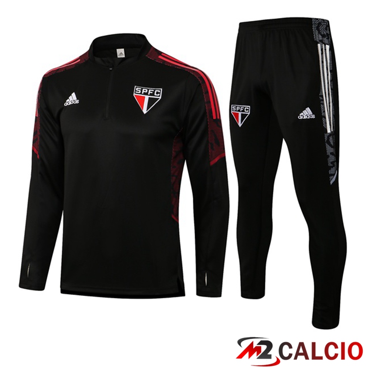 Maglie Calcio Personalizzate,Tute Calcio Squadre,Maglia Nazionale Italiana Calcio | Insieme Tuta Calcio Sao Paulo FC Nero 2021/2022