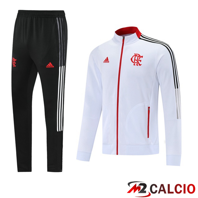 Maglie Calcio Personalizzate,Tute Calcio Squadre,Maglia Nazionale Italiana Calcio | Insieme Tuta Calcio - Giacca Flamengo Bianco 2021/2022