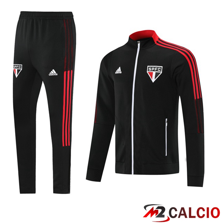 Maglie Calcio Personalizzate,Tute Calcio Squadre,Maglia Nazionale Italiana Calcio | Insieme Tuta Calcio - Giacca Sao Paulo FC Nero 2021/2022