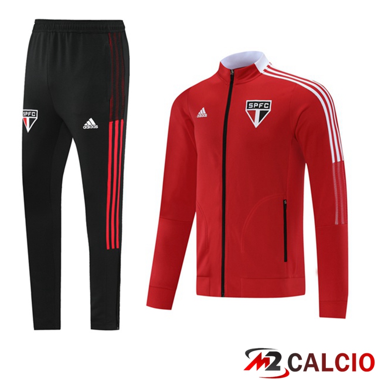 Maglie Calcio Personalizzate,Tute Calcio Squadre,Maglia Nazionale Italiana Calcio | Insieme Tuta Calcio - Giacca Sao Paulo FC Rosso 2021/2022