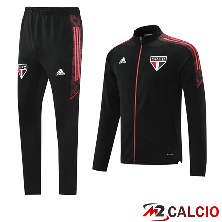 Maglie Calcio Personalizzate,Tute Calcio Squadre,Maglia Nazionale Italiana Calcio | Insieme Tuta Calcio - Giacca Sao Paulo FC Nero 2021/2022