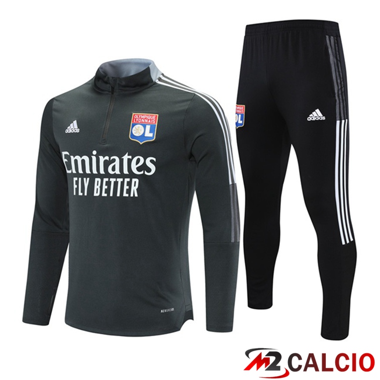 Maglie Calcio Personalizzate,Tute Calcio Squadre,Maglia Nazionale Italiana Calcio | Insieme Tuta Calcio Lyon OL Grigio 2021/2022