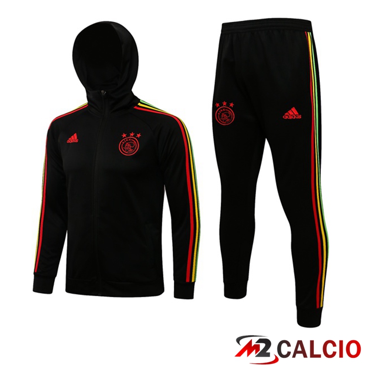 Maglie Calcio Personalizzate,Tute Calcio Squadre,Maglia Nazionale Italiana Calcio | Giacca Con Cappuccio Tuta AFC Ajax Nero 2021/2022