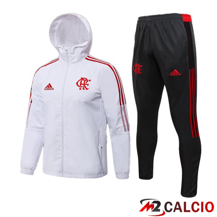 Maglie Calcio Personalizzate,Tute Calcio Squadre,Maglia Nazionale Italiana Calcio | Giacca Con Cappuccio Tuta Flamengo Bianco 2021/2022