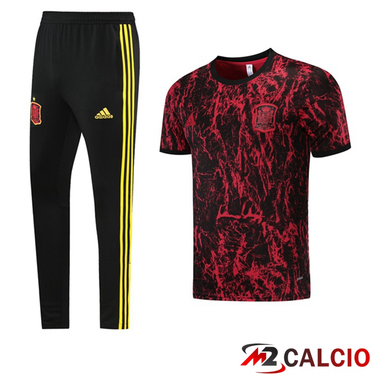 Maglie Calcio Personalizzate,Tute Calcio Squadre,Maglia Nazionale Italiana Calcio | Maglia Allenamento Spagna + Pantaloni Rosso 2021/2022