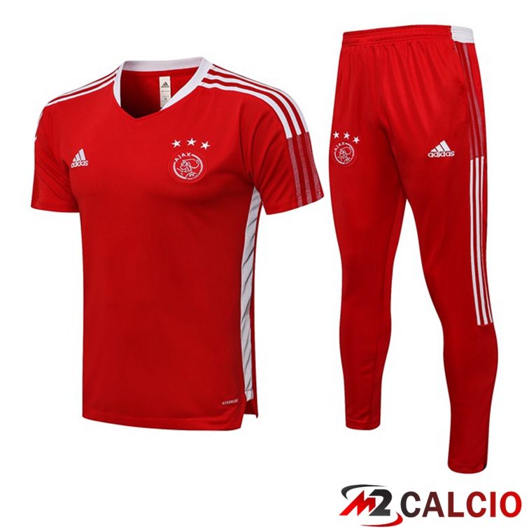 Maglie Calcio Personalizzate,Tute Calcio Squadre,Maglia Nazionale Italiana Calcio | Maglia Allenamento AFC Ajax + Pantaloni Rosso 2021/2022