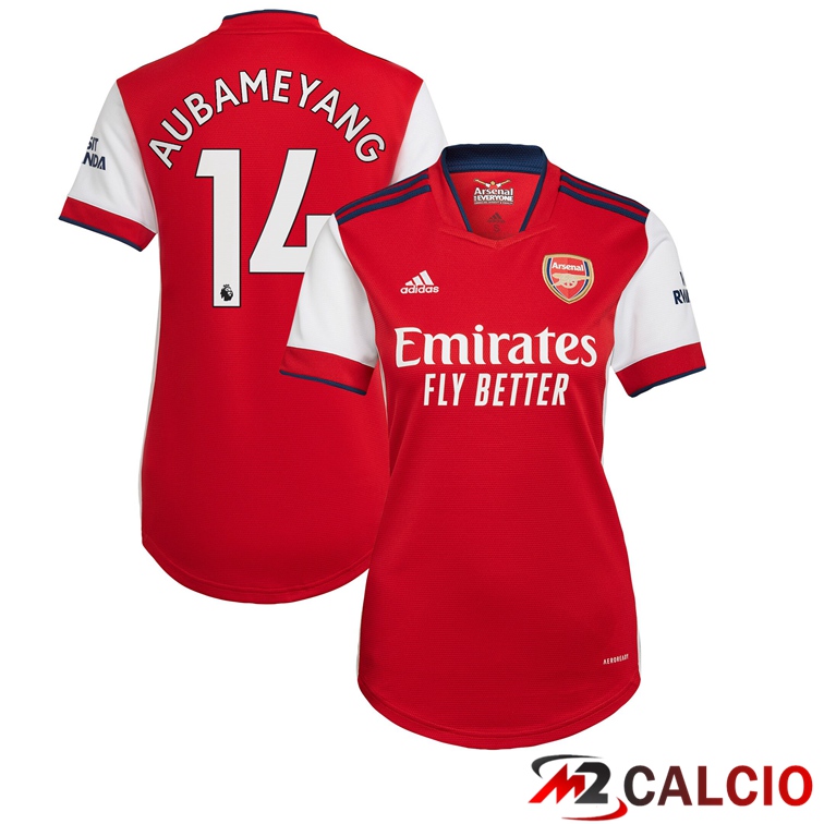 Maglie Calcio Personalizzate,Tute Calcio Squadre,Maglia Nazionale Italiana Calcio | Maglia FC Arsenal (AUBAMEYANG 14) Donna Prima Rosso/Bianco 2021/2022
