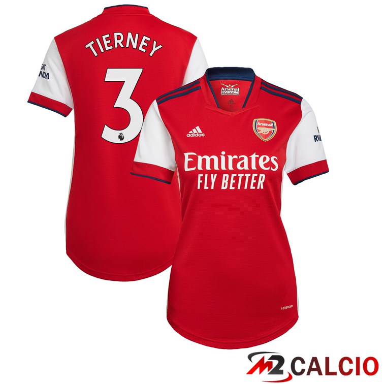 Maglie Calcio Personalizzate,Tute Calcio Squadre,Maglia Nazionale Italiana Calcio | Maglia FC Arsenal (KIERAN TIERNEY 3) Donna Prima Rosso/Bianco 2021/2022
