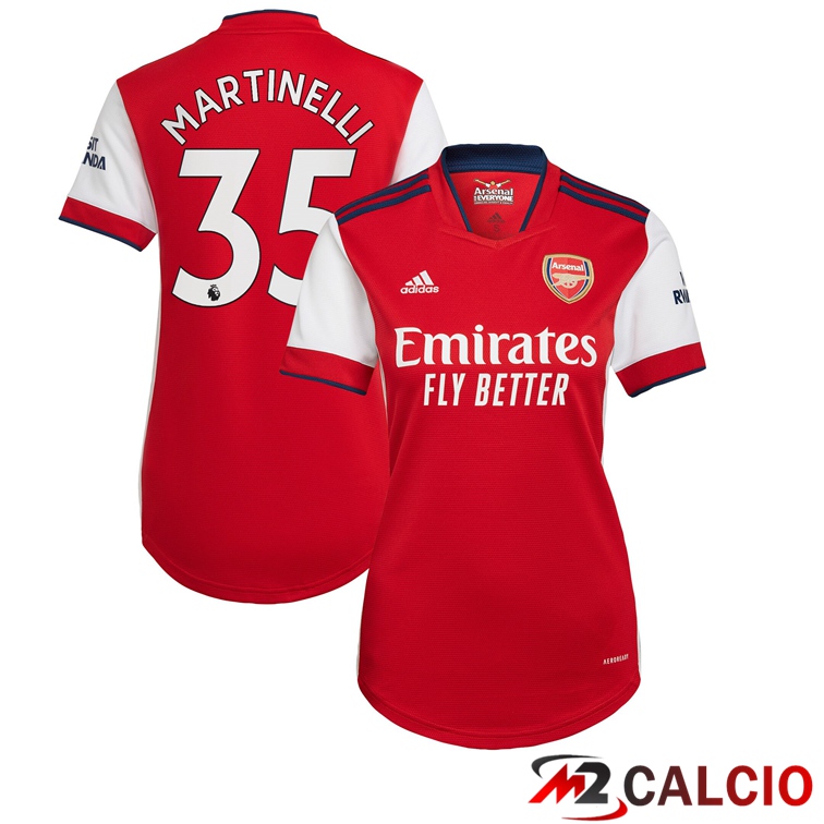 Maglie Calcio Personalizzate,Tute Calcio Squadre,Maglia Nazionale Italiana Calcio | Maglia FC Arsenal (MARTINELLI 35) Donna Prima Rosso/Bianco 2021/2022