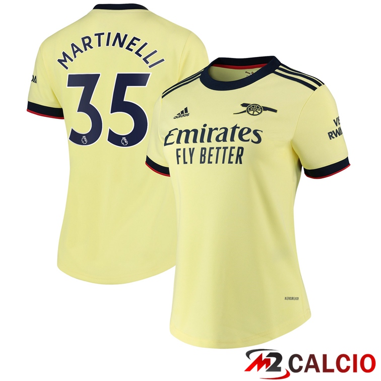 Maglie Calcio Personalizzate,Tute Calcio Squadre,Maglia Nazionale Italiana Calcio | Maglia FC Arsenal (MARTINELLI 35) Donna Seconda Giallo 2021/2022