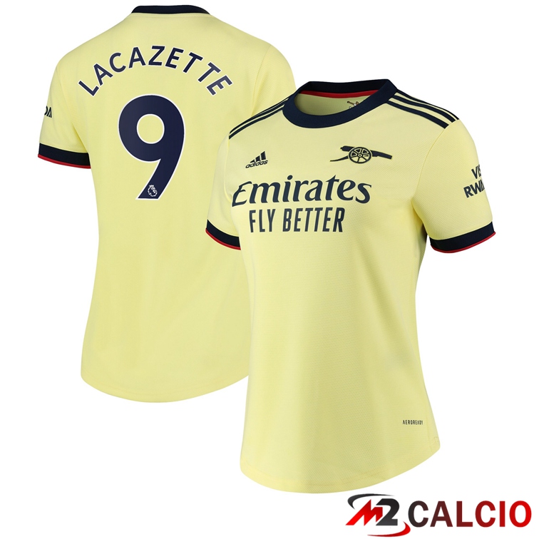 Maglie Calcio Personalizzate,Tute Calcio Squadre,Maglia Nazionale Italiana Calcio | Maglia FC Arsenal (LACAZETTE 9) Donna Seconda Giallo 2021/2022