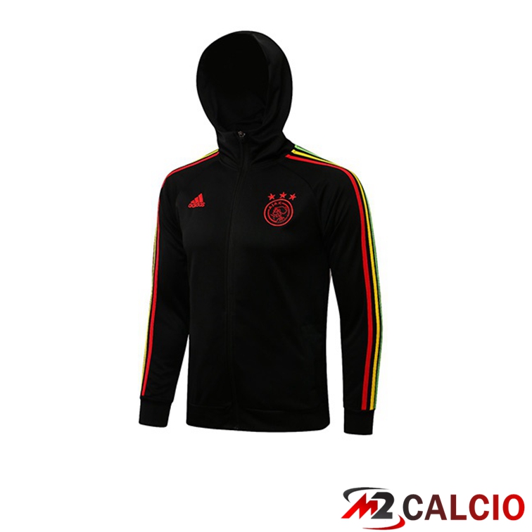 Maglie Calcio Personalizzate,Tute Calcio Squadre,Maglia Nazionale Italiana Calcio | Giacca Con Cappuccio AFC Ajax Nero 2021/2022