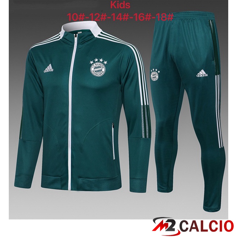 Maglie Calcio Personalizzate,Tute Calcio Squadre,Maglia Nazionale Italiana Calcio | Tuta Calcio Bambino - Giacca Bayern Monaco Verde 2021/2022