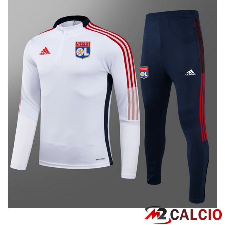 Maglie Calcio Personalizzate,Tute Calcio Squadre,Maglia Nazionale Italiana Calcio | Tuta Calcio Bambino Lyon OL Bianco 2021/2022
