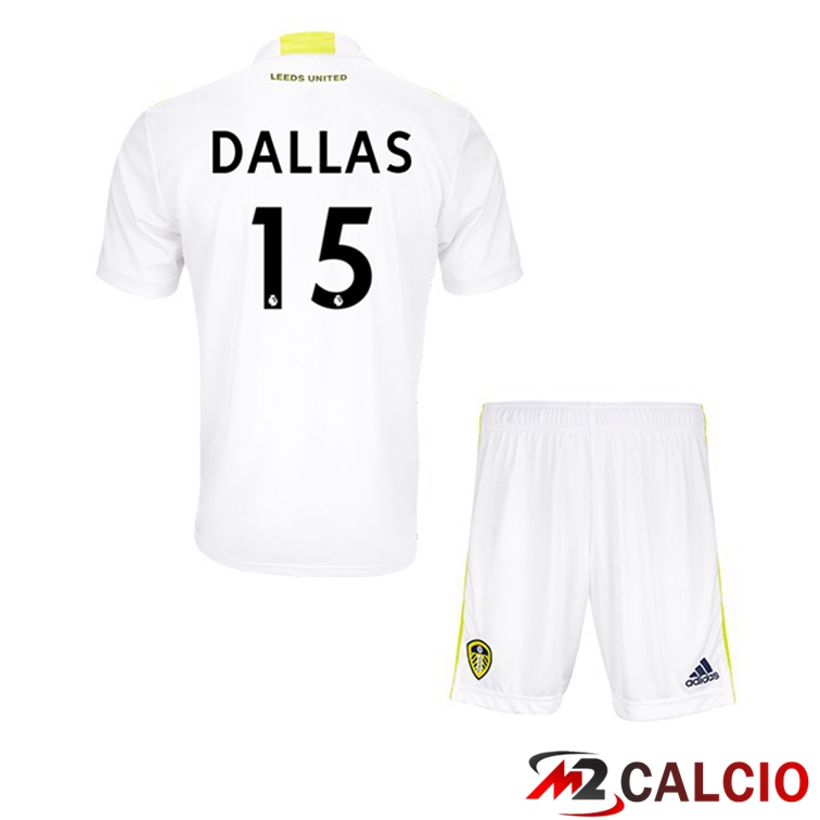 Maglie Calcio Personalizzate,Tute Calcio Squadre,Maglia Nazionale Italiana Calcio | Maglia Leeds United (DALLAS 15) Bambino Prima Bianco 2021/22