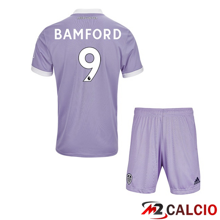 Maglie Calcio Personalizzate,Tute Calcio Squadre,Maglia Nazionale Italiana Calcio | Maglia Leeds United (BAMFORD 9) Bambino Terza Viola 2021/22