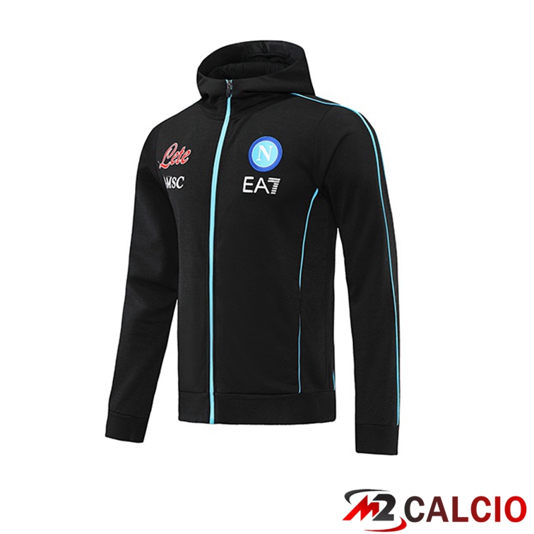 Maglie Calcio Personalizzate,Tute Calcio Squadre,Maglia Nazionale Italiana Calcio | Giacca Con Cappuccio SSC Napoli Nero 2021/2022