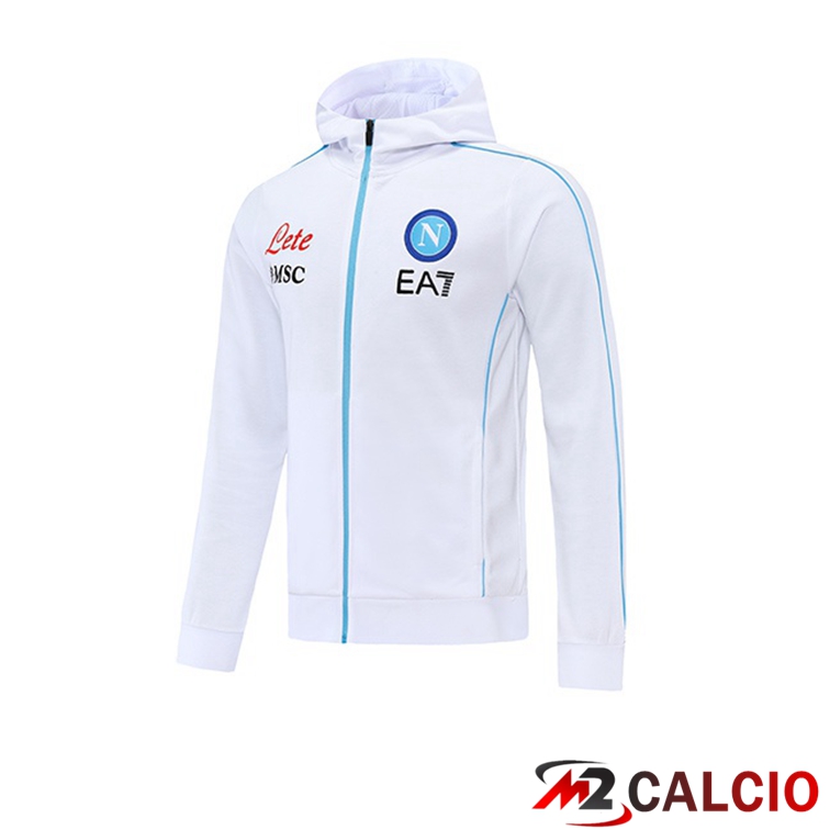 Maglie Calcio Personalizzate,Tute Calcio Squadre,Maglia Nazionale Italiana Calcio | Giacca Con Cappuccio SSC Napoli Bianco 2021/2022