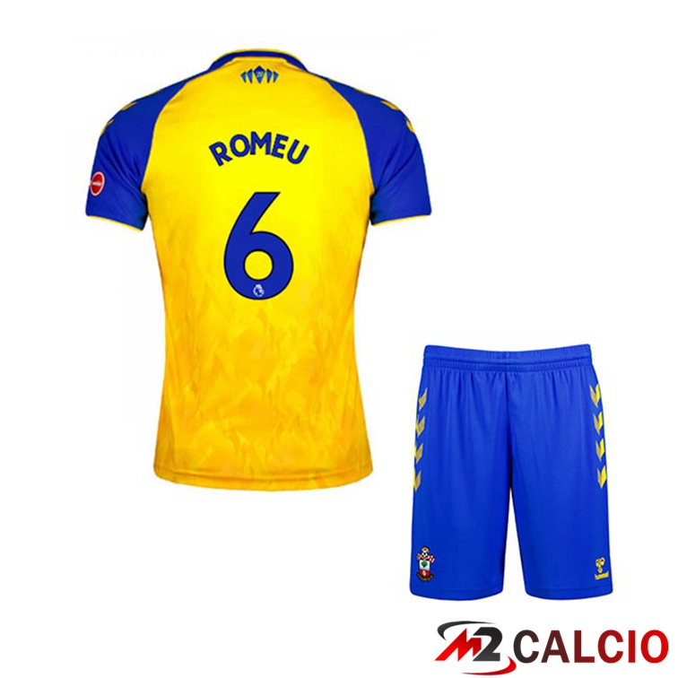Maglie Calcio Personalizzate,Tute Calcio Squadre,Maglia Nazionale Italiana Calcio | Maglia Southampton FC (ROMEU 6) Bambino Seconda Giallo 2021/22