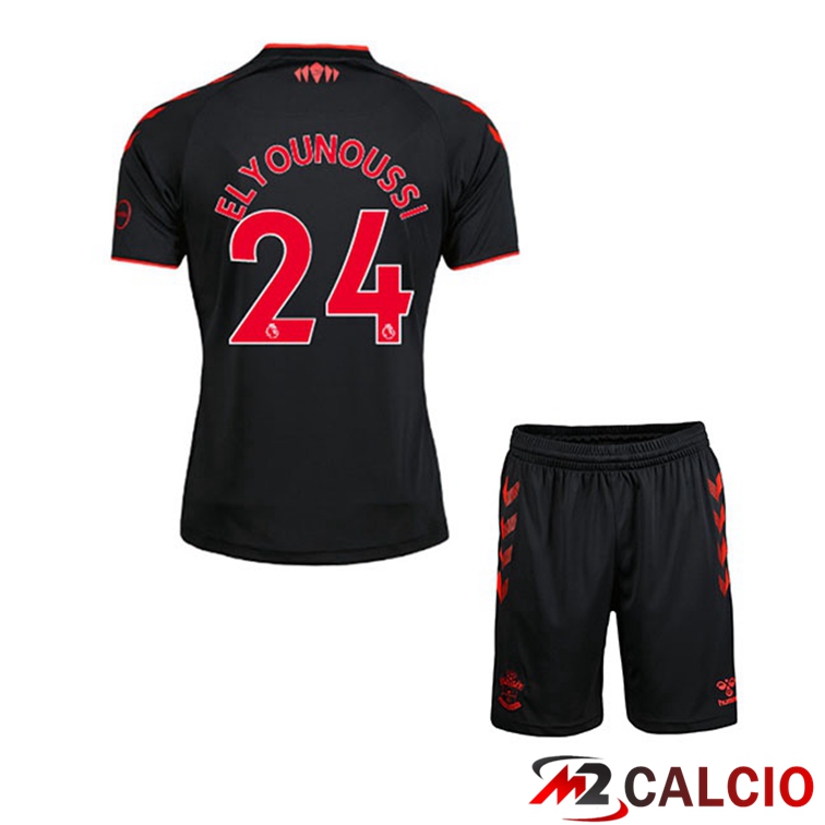 Maglie Calcio Personalizzate,Tute Calcio Squadre,Maglia Nazionale Italiana Calcio | Maglia Southampton FC (ELYOUNOUSSI 24) Bambino Terza Nero 2021/22