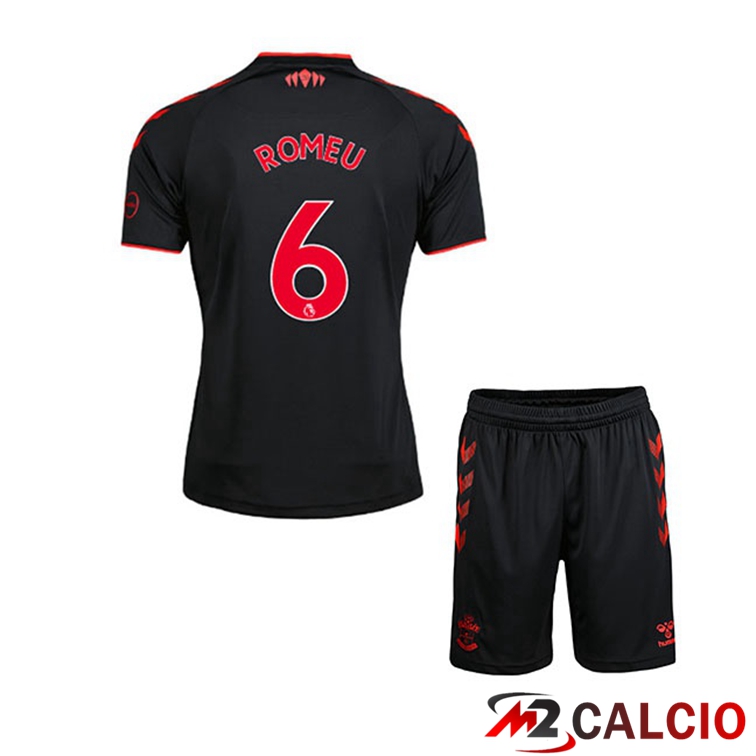Maglie Calcio Personalizzate,Tute Calcio Squadre,Maglia Nazionale Italiana Calcio | Maglia Southampton FC (ROMEU 6) Bambino Terza Nero 2021/22
