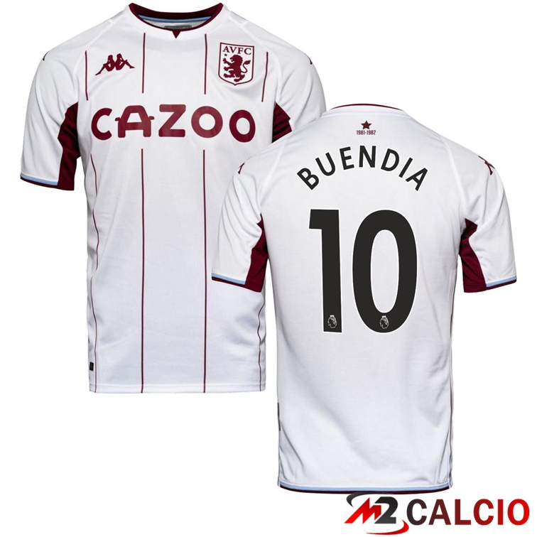 Maglie Calcio Personalizzate,Tute Calcio Squadre,Maglia Nazionale Italiana Calcio | Maglia Aston Villa (BUENDIA 10) Seconda Bianco 2021/2022