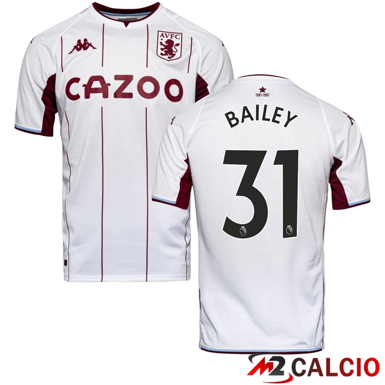 Maglie Calcio Personalizzate,Tute Calcio Squadre,Maglia Nazionale Italiana Calcio | Maglia Aston Villa (BAILEY 31) Seconda Bianco 2021/2022