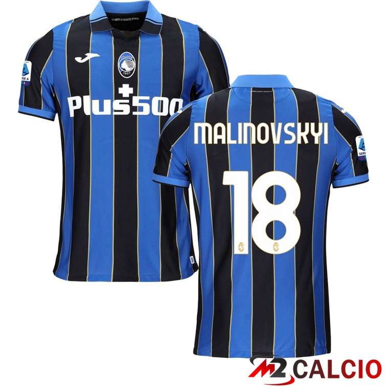 Maglie Calcio Personalizzate,Tute Calcio Squadre,Maglia Nazionale Italiana Calcio | Maglia Atalanta（MALINOVSKYI 18）Prima Blu/Nero 2021/2022