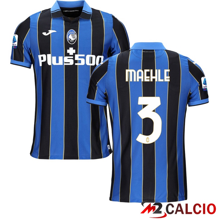 Maglie Calcio Personalizzate,Tute Calcio Squadre,Maglia Nazionale Italiana Calcio | Maglia Atalanta（MAEHLE 3）Prima Blu/Nero 2021/2022