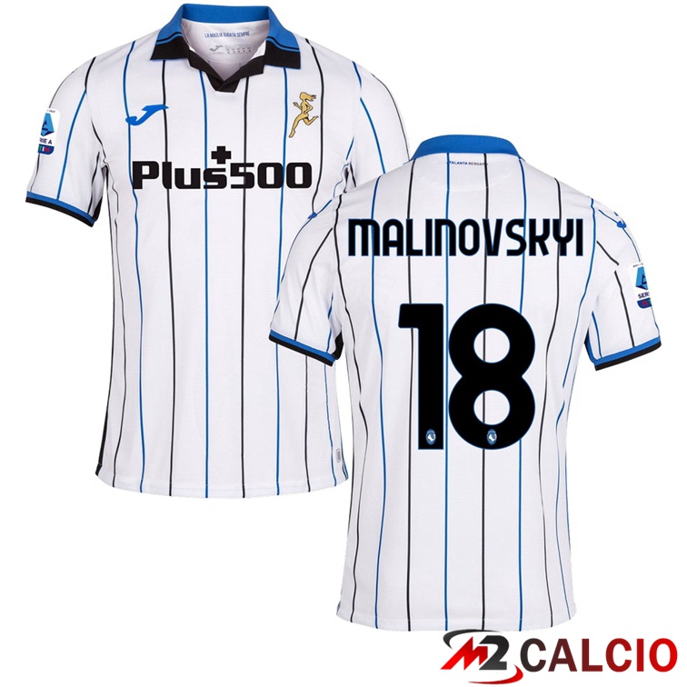 Maglie Calcio Personalizzate,Tute Calcio Squadre,Maglia Nazionale Italiana Calcio | Maglia Atalanta（MALINOVSKYI 18）Seconda Bianco 2021/2022