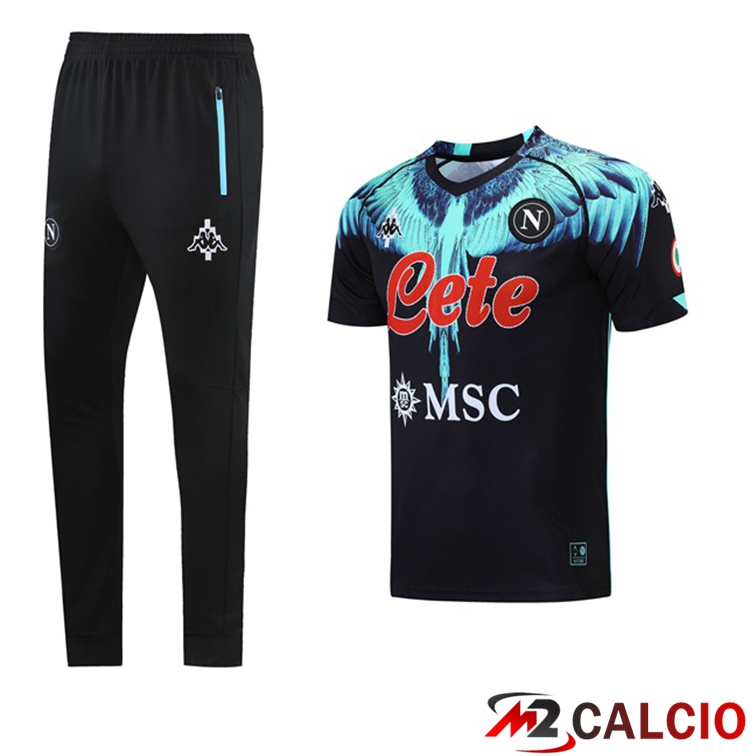 Maglie Calcio Personalizzate,Tute Calcio Squadre,Maglia Nazionale Italiana Calcio | Maglia Allenamento SSC Napoli + Pantaloni Nero 2021/2022