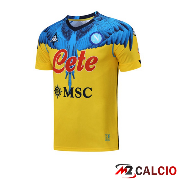 Maglie Calcio Personalizzate,Tute Calcio Squadre,Maglia Nazionale Italiana Calcio | Maglia Allenamento SSC Napoli Giallo 2021/2022