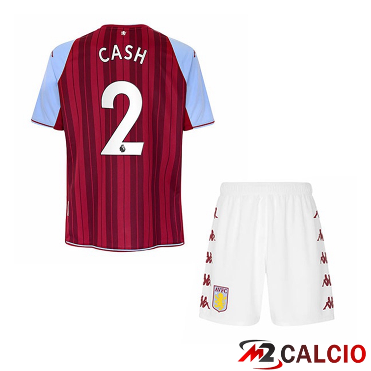 Maglie Calcio Personalizzate,Tute Calcio Squadre,Maglia Nazionale Italiana Calcio | Maglia Aston Villa (Cash 2) Bambino Prima Rosso 2021/22