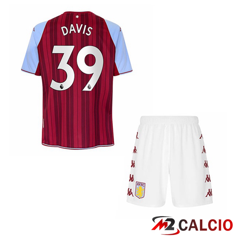 Maglie Calcio Personalizzate,Tute Calcio Squadre,Maglia Nazionale Italiana Calcio | Maglia Aston Villa (Davis 39) Bambino Prima Rosso 2021/22