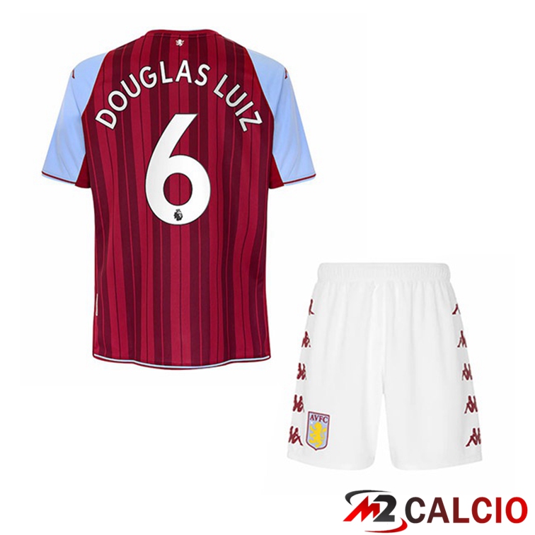 Maglie Calcio Personalizzate,Tute Calcio Squadre,Maglia Nazionale Italiana Calcio | Maglia Aston Villa (Douglas Luiz 6) Bambino Prima Rosso 2021/22