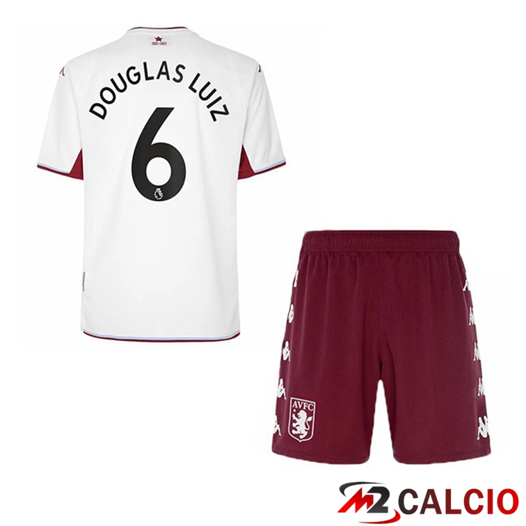 Maglie Calcio Personalizzate,Tute Calcio Squadre,Maglia Nazionale Italiana Calcio | Maglia Aston Villa (Douglas Luiz 6) Bambino Seconda Bianco 2021/22