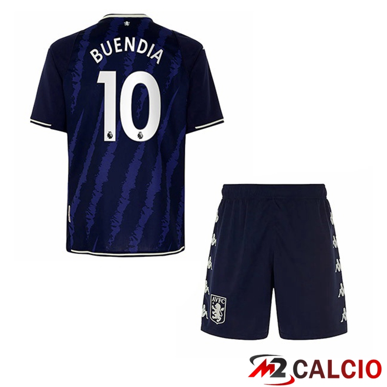Maglie Calcio Personalizzate,Tute Calcio Squadre,Maglia Nazionale Italiana Calcio | Maglia Aston Villa (Buendia 10) Bambino Terza Blu 2021/22