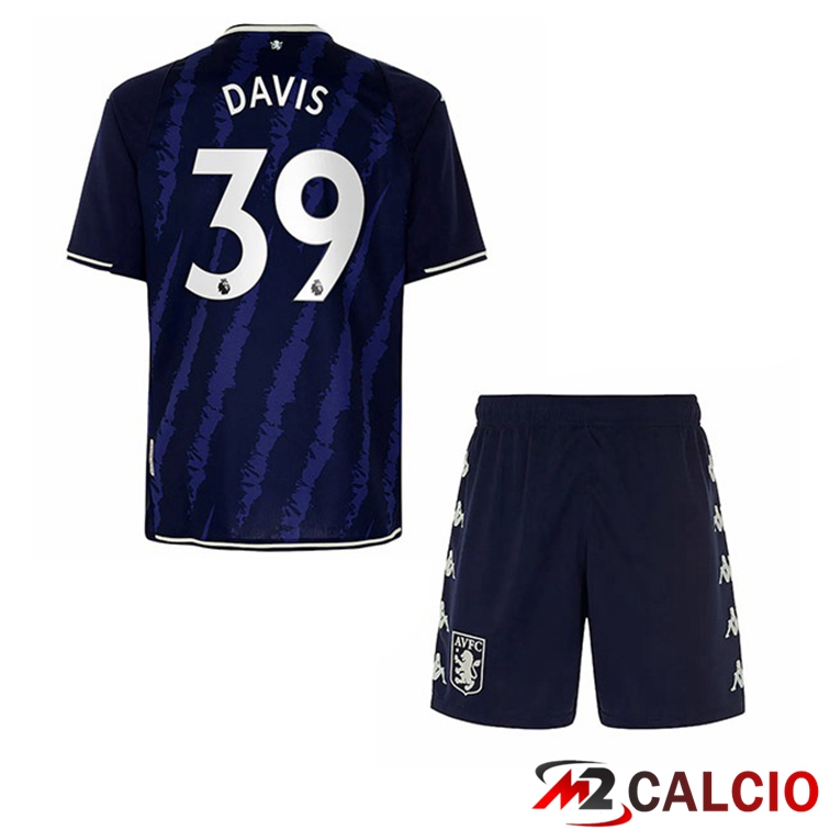Maglie Calcio Personalizzate,Tute Calcio Squadre,Maglia Nazionale Italiana Calcio | Maglia Aston Villa (Davis 39) Bambino Terza Blu 2021/22
