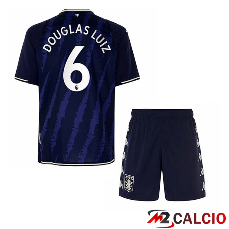 Maglie Calcio Personalizzate,Tute Calcio Squadre,Maglia Nazionale Italiana Calcio | Maglia Aston Villa (Douglas Luiz 6) Bambino Terza Blu 2021/22