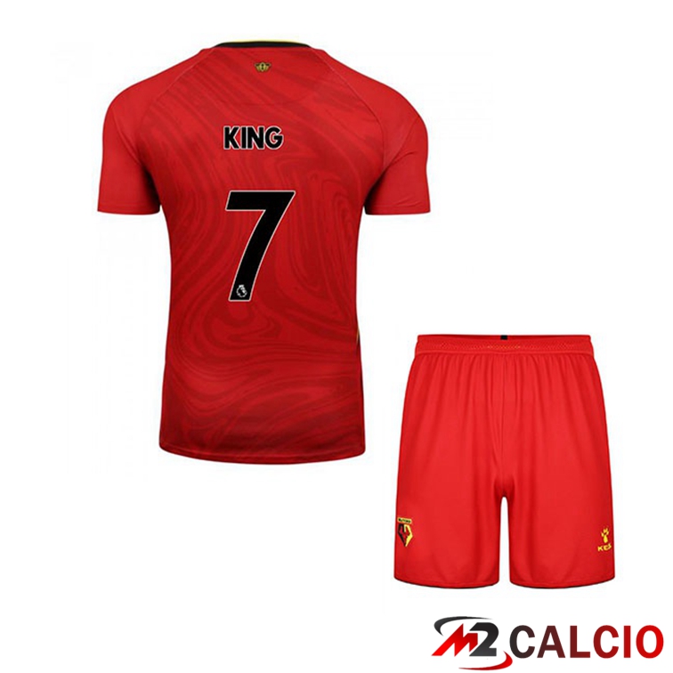 Maglie Calcio Personalizzate,Tute Calcio Squadre,Maglia Nazionale Italiana Calcio | Maglia Watford FC (KING 7) Bambino Seconda Rosso 2021/22