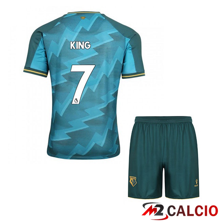 Maglie Calcio Personalizzate,Tute Calcio Squadre,Maglia Nazionale Italiana Calcio | Maglia Watford FC (KING 7) Bambino Terza Blu 2021/22