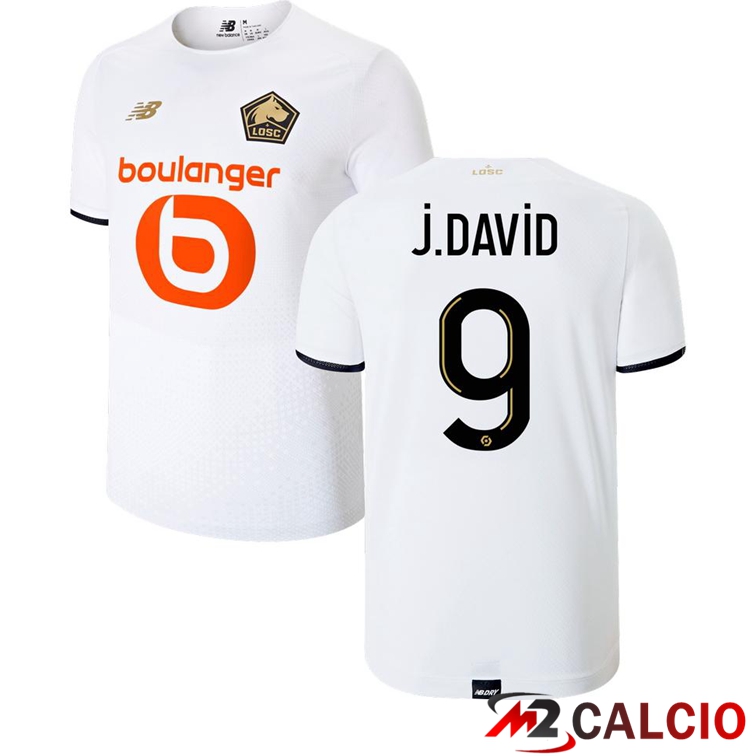 Maglie Calcio Personalizzate,Tute Calcio Squadre,Maglia Nazionale Italiana Calcio | Maglia Lille LOSC (J.DAVID 9) Seconda Bianco 2021/2022
