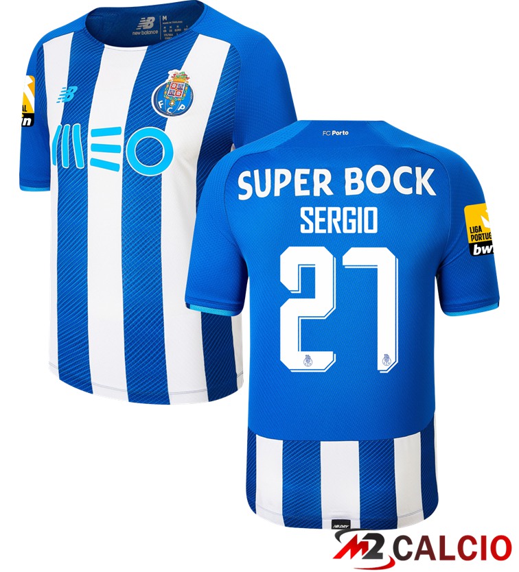 Maglie Calcio Personalizzate,Tute Calcio Squadre,Maglia Nazionale Italiana Calcio | Maglia FC Porto (SERGIO 27) Prima Bianco/Blu 2021/2022