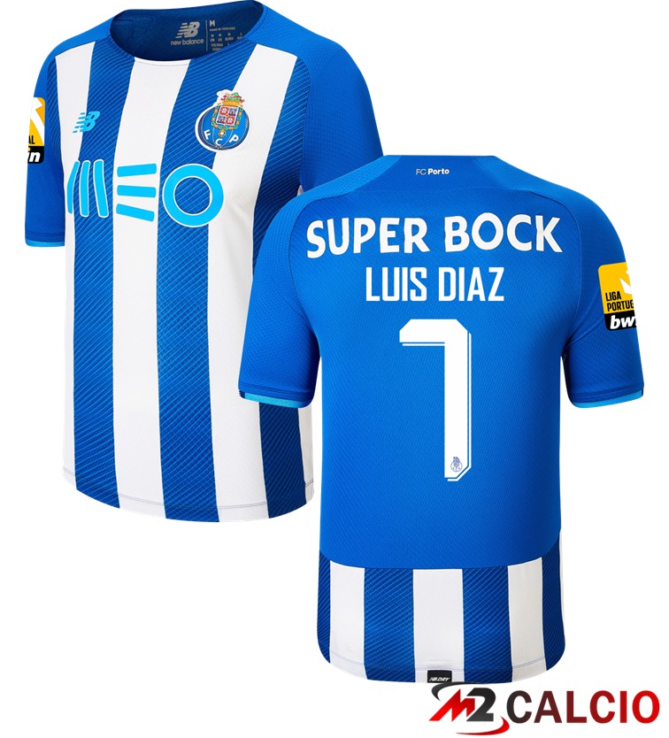 Maglie Calcio Personalizzate,Tute Calcio Squadre,Maglia Nazionale Italiana Calcio | Maglia FC Porto (LUIS DIAZ 7) Prima Bianco/Blu 2021/2022