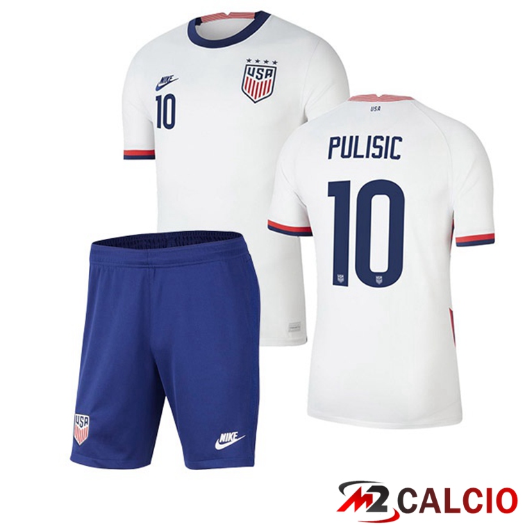 Maglie Calcio Personalizzate,Tute Calcio Squadre,Maglia Nazionale Italiana Calcio | Maglia Nazionale USA (PULISIC 10) Bambino Prima 2020/2021
